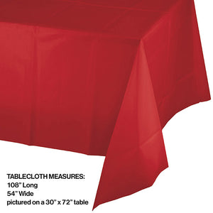 Bulk Pack of 2 Classic Red Tablecover Plastic 54" X 108"