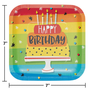 Bulk Pack of 16 Hoppin' Birthday Cake Square Paper Dessert Plates