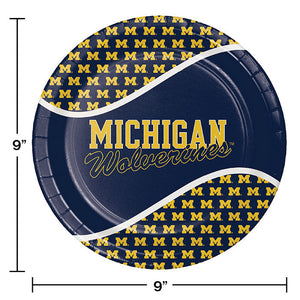 Bulk Pack of 16 Michigan Wolverines Paper Plates