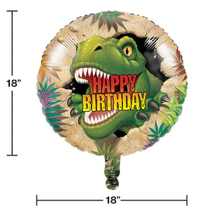 Bulk Pack of 2 Dino Blast Happy Birthday Metallic Balloon 18"