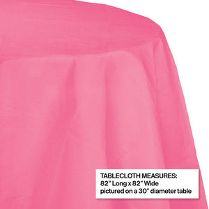 Bulk Pack of 2 Candy Pink 82" Round Polylined Tissue Tablecover