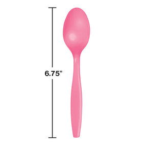 Bulk Pack of 48 Candy Pink Plastic Spoons