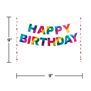 Bulk Pack of 2 Rainbow Foil Happy Birthday Cake Banner