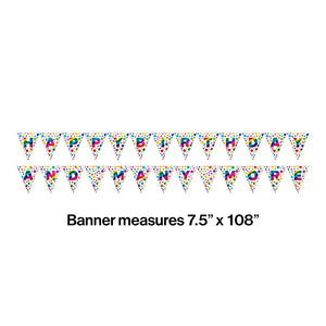 Bulk Pack of 2 Rainbow Foil Birthday 2-Sided Pennant Banner