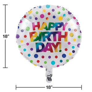 Bulk Pack of 2 Rainbow Foil Birthday Metallic Balloon, 18"