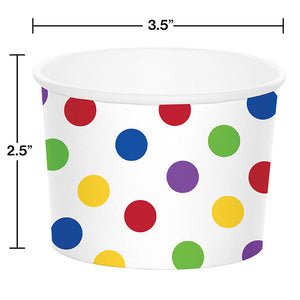 Bulk Pack of 12 Multicolor Dot 8 oz Paper Treat Cups