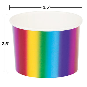 Bulk Pack of 12 Rainbow Foil 8 oz Paper Treat Cups