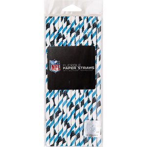 Bulk Pack of 48 Carolina Panther Paper Straws