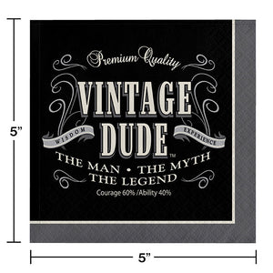 Bulk Pack of 32 Vintage Dude Beverage Napkin, 3 Ply