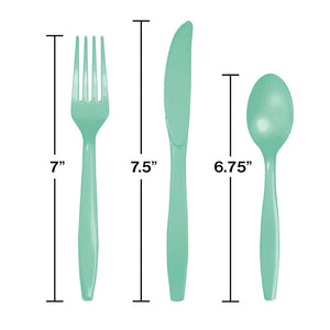 Bulk Pack of 48 Fresh Mint Green Assorted Plastic Cutlery