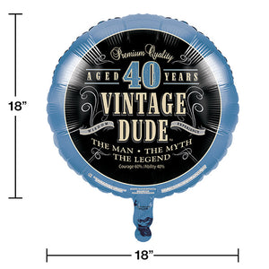 Bulk Pack of 2 Vintage Dude "40" Metallic Balloon 18"