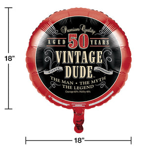 Bulk Pack of 2 Vintage Dude "50" Metallic Balloon 18"