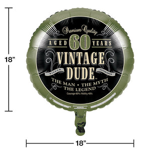 Bulk Pack of 2 Vintage Dude "60" Metallic Balloon 18"