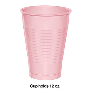 Bulk Pack of 40 Classic Pink 12 Oz Plastic Cups