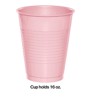 Bulk Pack of 40 Classic Pink Plastic Cups