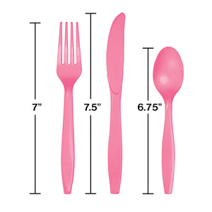 Bulk Pack of 54 Candy Pink Assorted Plastic Cutlery