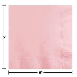 Bulk Pack of 100 Classic Pink Beverage Napkin 2Ply