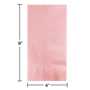 Bulk Pack of 100 Classic Pink Dinner Napkins 2Ply 1/8Fld