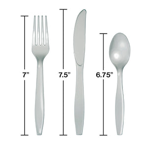 Bulk Pack of 48 Shimmering Silver Assorted Plastic Cutlery