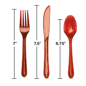 Bulk Pack of 48 Glitz Red Plastic Cutlery Set