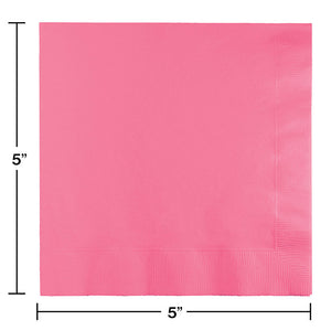 Bulk Pack of 60 Candy Pink Beverage Napkins