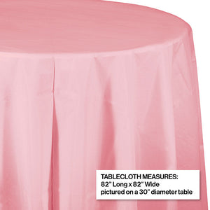 Bulk Pack of 2 Classic Pink Round Plastic Tablecover, 82"