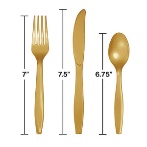 Bulk Pack of 48 Glittering Gold Assorted Plastic Cutlery