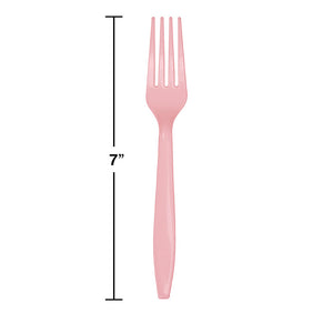 Bulk Pack of 48 Classic Pink Plastic Forks