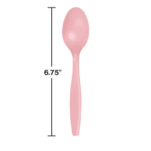 Bulk Pack of 48 Classic Pink Plastic Spoons