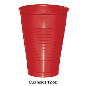 Bulk Pack of 40 Classic Red 12 Oz Plastic Cups