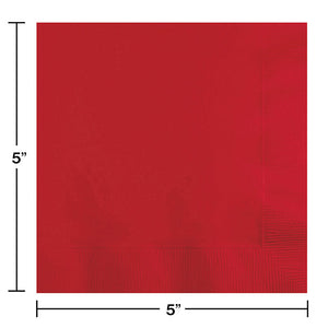 Bulk Pack of 100 Classic Red Beverage Napkin 2Ply