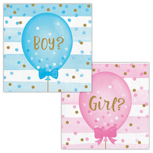 Bulk Pack of 48 Gender Reveal Balloons Beverage Napkins