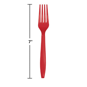 Bulk Pack of 100 Classic Red Plastic Forks