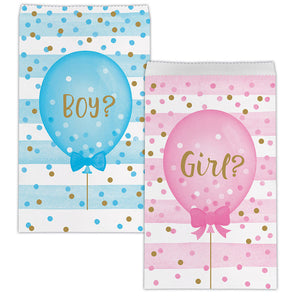 Bulk Pack of 20 Gender Reveal Balloons Favor Bags