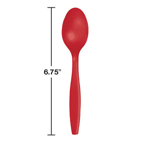 Bulk Pack of 100 Classic Red Plastic Spoons