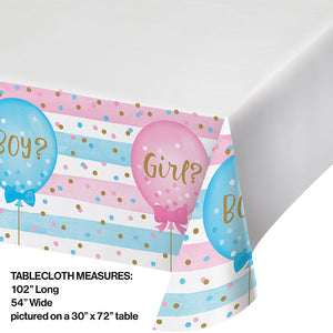 Bulk Pack of 2 Gender Reveal Balloons Plastic Tablecover, 54" X 102"