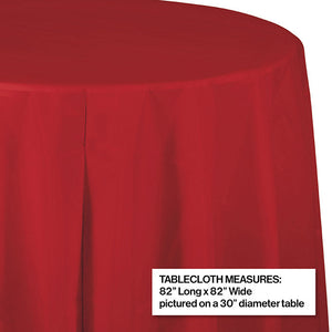 Bulk Pack of 2 Classic Red Round PlasticTablecover, 82"