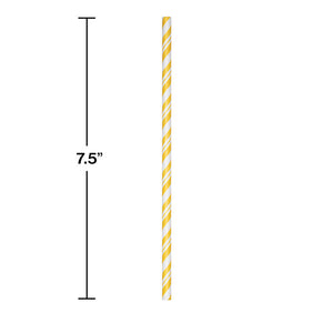 Bulk Pack of 48 School Bus Yellow Striped Paper Straws