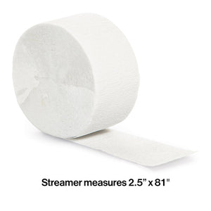 Bulk Pack of 5 White Crepe Streamers 81 ft