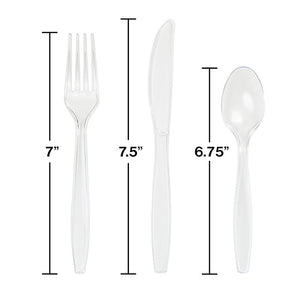 Bulk Pack of 48 Clear Assorted Plastic Cutlery