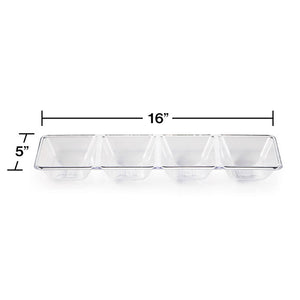 Bulk Pack of 2 Clear Plastic Tray 16" Divided