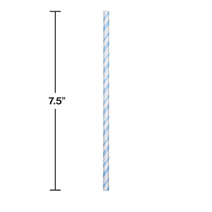 Bulk Pack of 48 Pastel Blue Striped Paper Straws