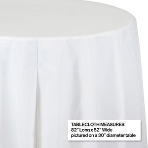 Bulk Pack of 2 White Round Plastic Tablecover, 82"