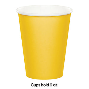 Bulk Pack of 24 School Bus Yellow Hot/Cold Paper Cups 9 Oz