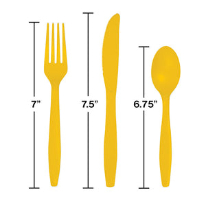 Bulk Pack of 54 School Bus Yellow Assorted Plastic Cutlery