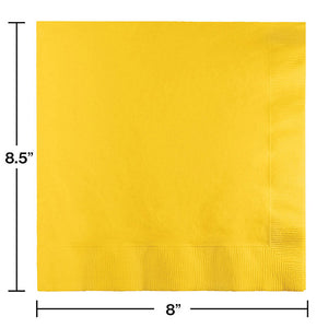 Bulk Pack of 50 School Bus Yellow Dinner Napkins 3Ply 1/4Fld