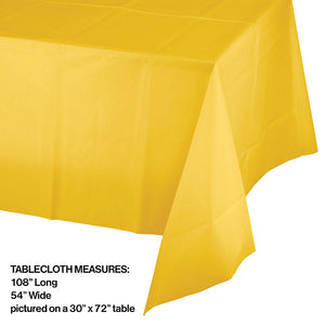 Bulk Pack of 3 School Bus Yellow Plastic Tablecover 54" X 108"