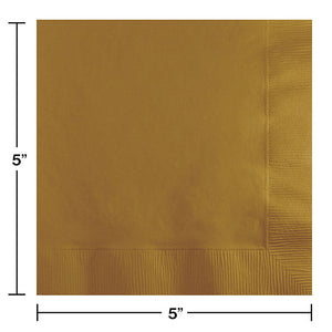 Bulk Pack of 150 Glittering Gold Beverage Napkin, 3 Ply