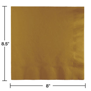 Bulk Pack of 50 Glittering Gold Dinner Napkins 3Ply 1/4Fld