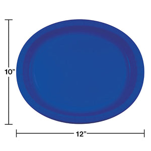 Bulk Pack of 16 Cobalt Oval Platter 10" X 12"